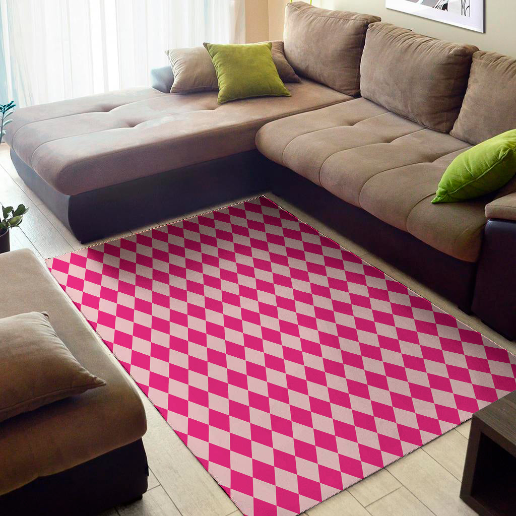 Pink Harlequin Pattern Print Area Rug
