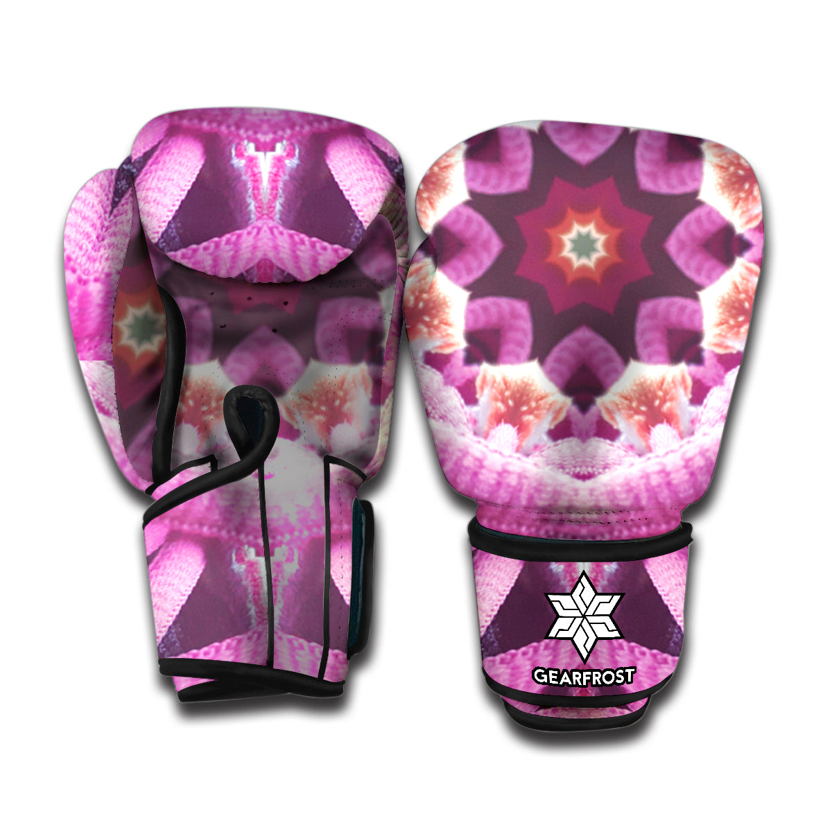 Pink Kaleidoscope Print Boxing Gloves