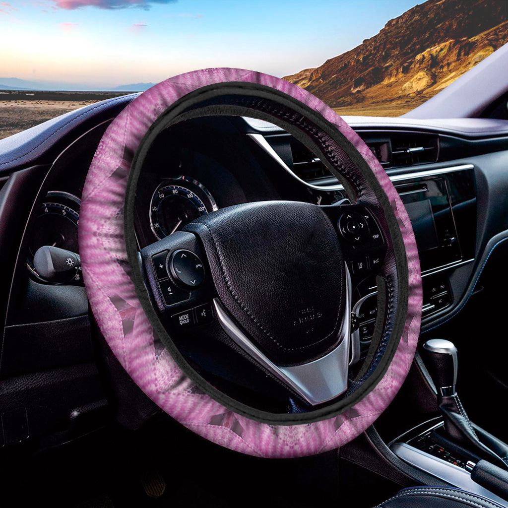 Pink Kaleidoscope Print Car Steering Wheel Cover