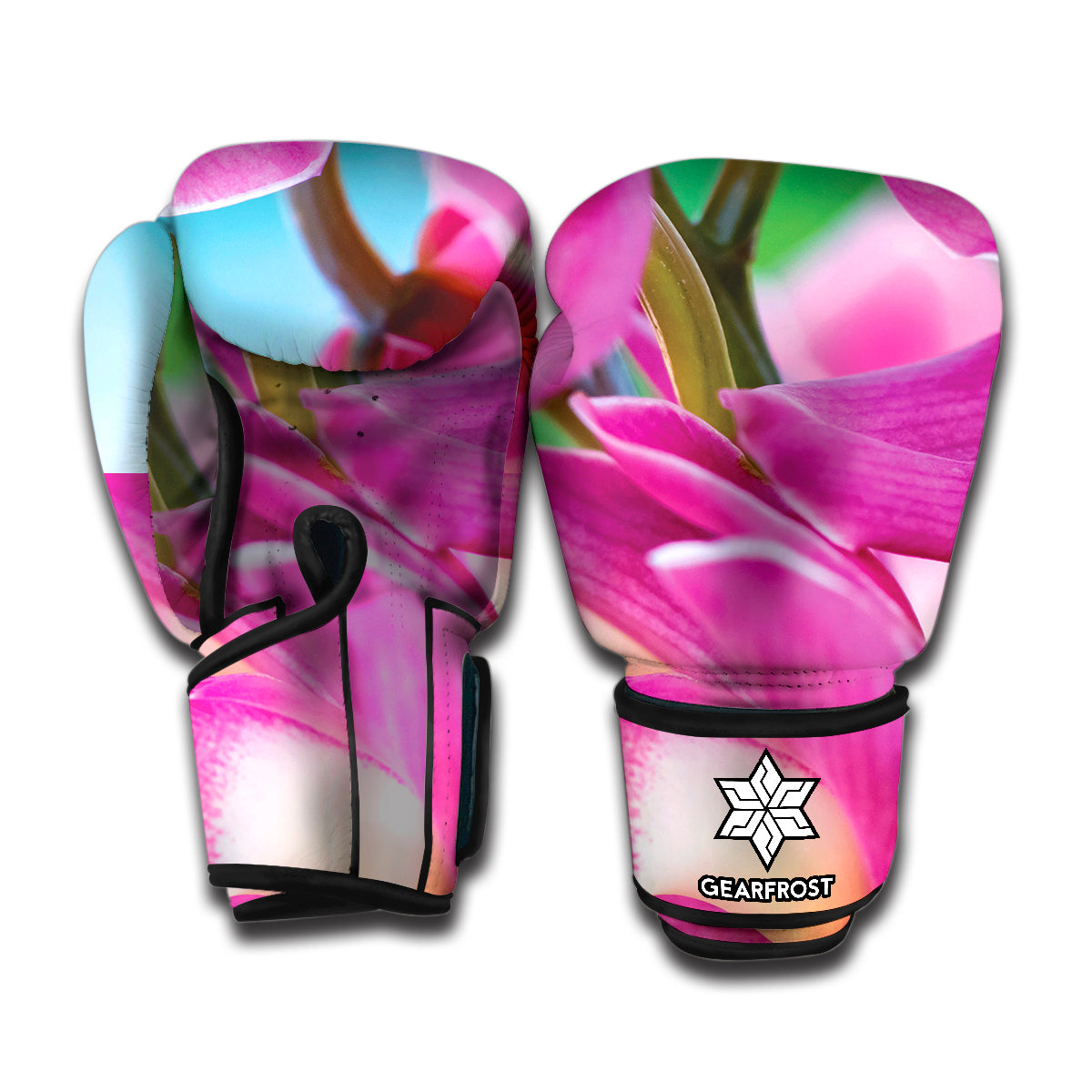 Pink Orchid Flower Print Boxing Gloves