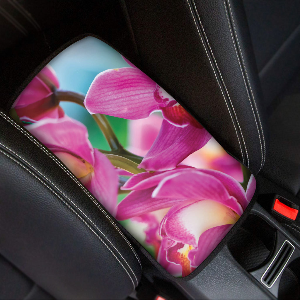 Pink Orchid Flower Print Car Center Console Cover
