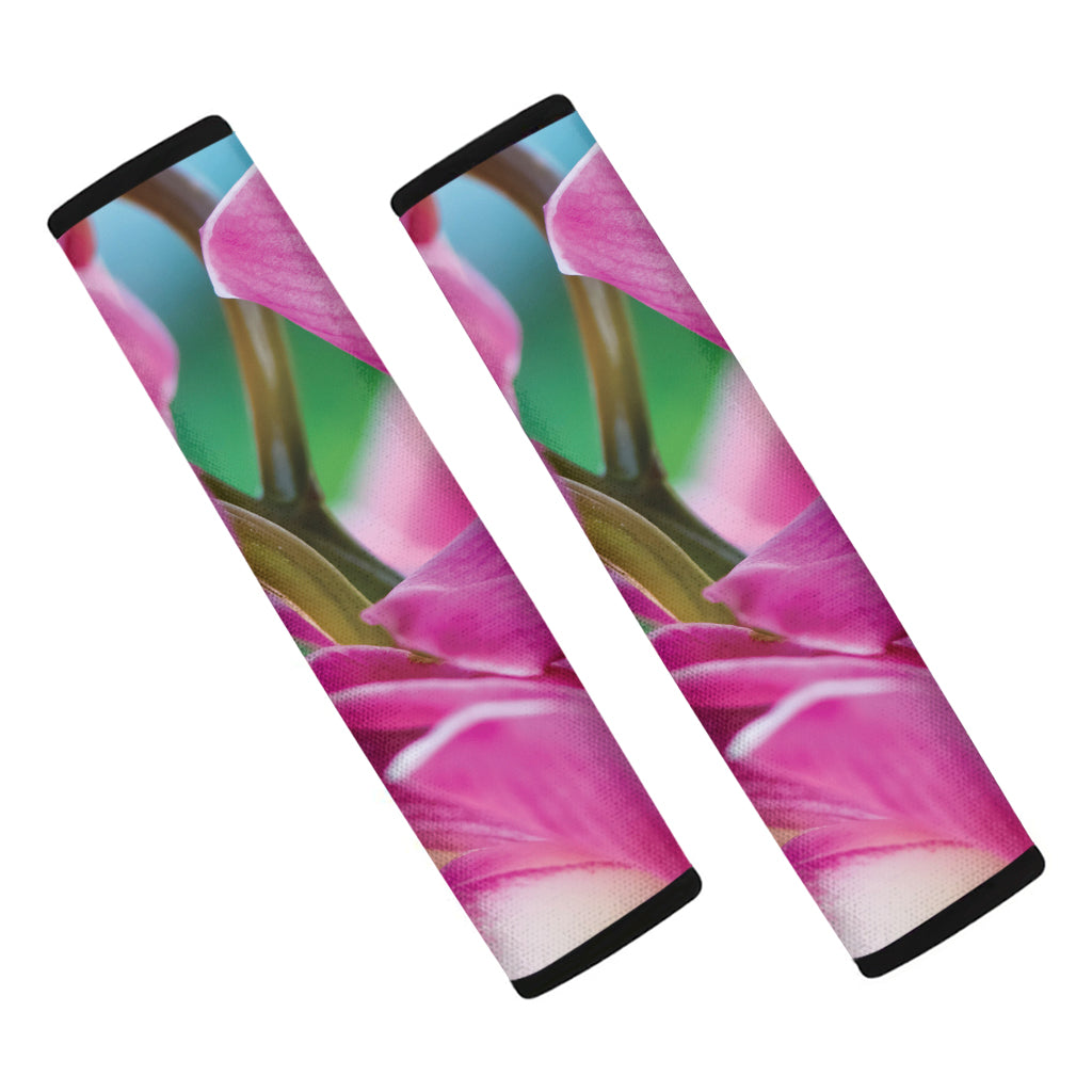Pink Orchid Flower Print Car Seat Belt Covers