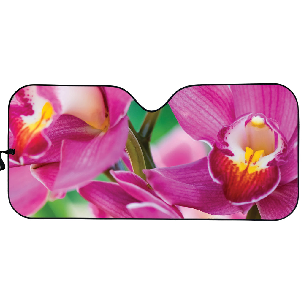 Pink Orchid Flower Print Car Sun Shade