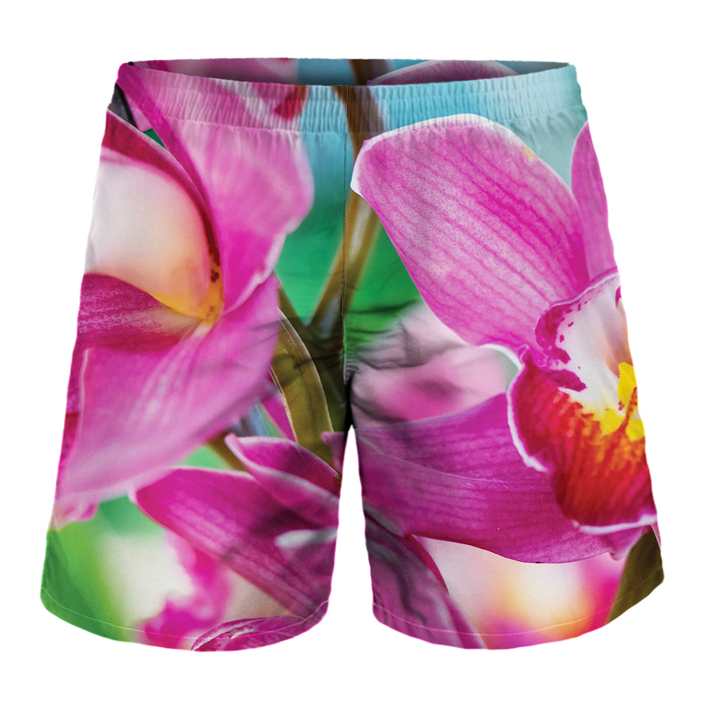 Pink Orchid Flower Print Men's Shorts
