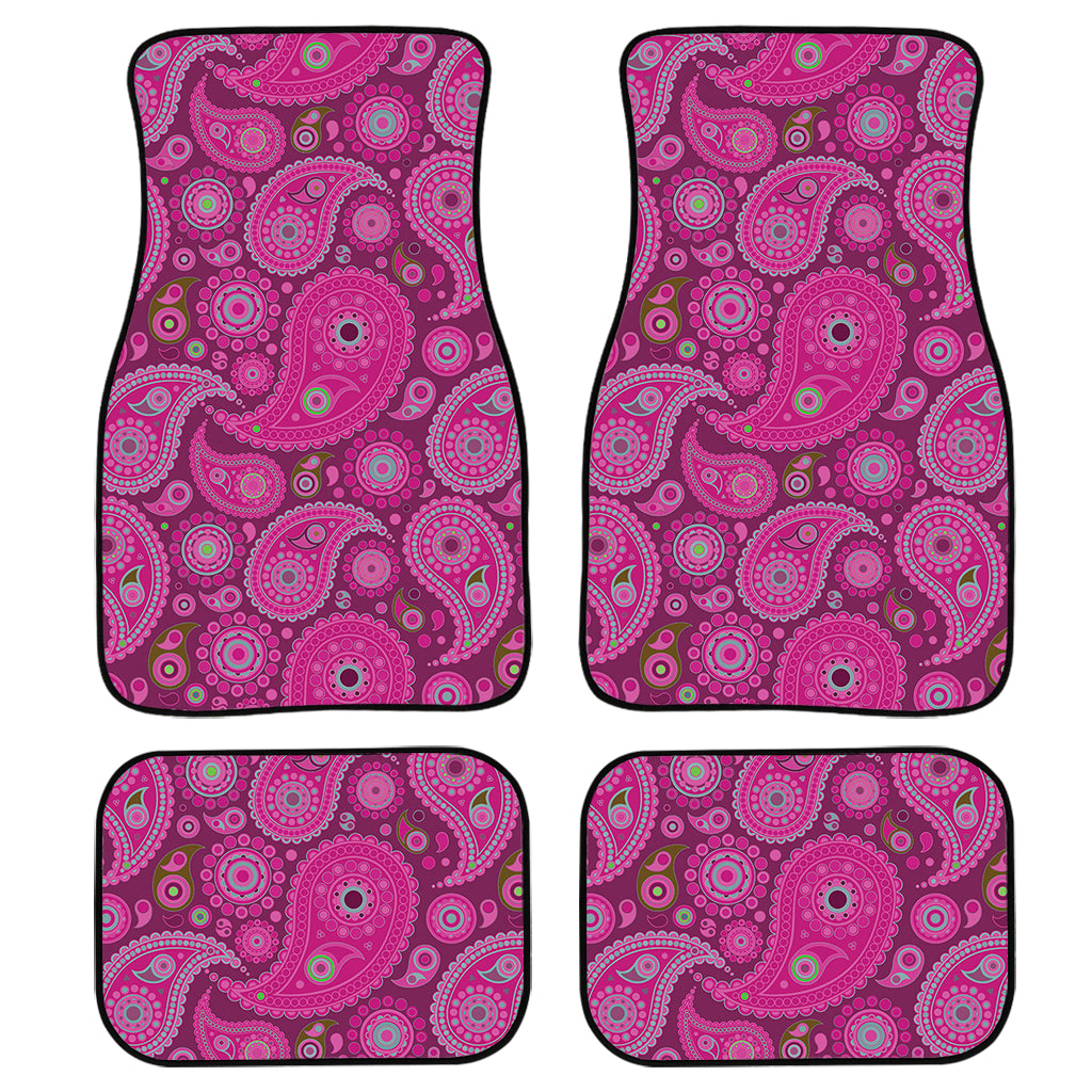 Pink Paisley Pattern Print Front and Back Car Floor Mats