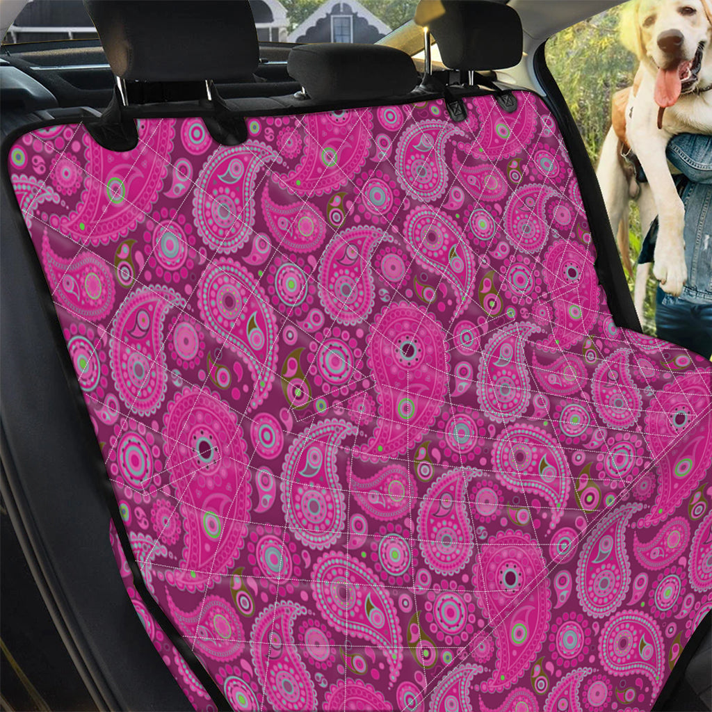 Pink Paisley Pattern Print Pet Car Back Seat Cover