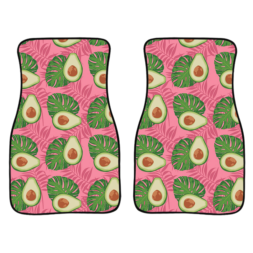 Pink Palm Leaf Avocado Print Front Car Floor Mats