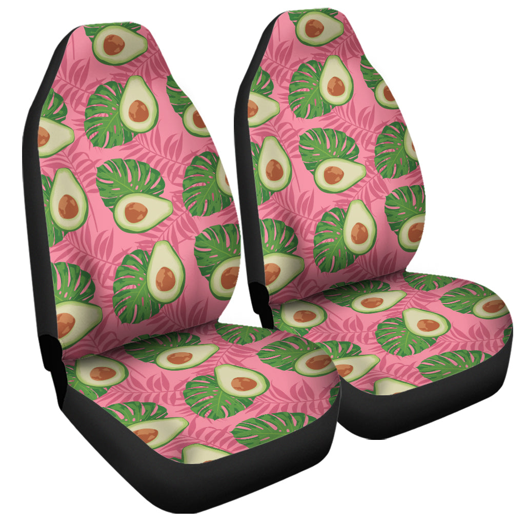 Pink Palm Leaf Avocado Print Universal Fit Car Seat Covers