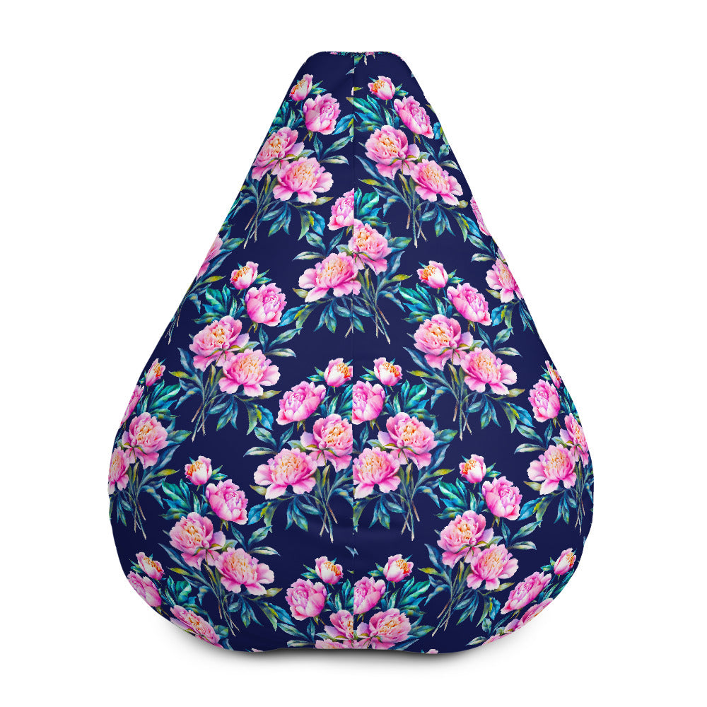 Pink Peony Floral Flower Pattern Print Bean Bag Cover