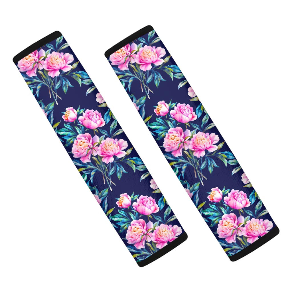 Pink Peony Floral Flower Pattern Print Car Seat Belt Covers