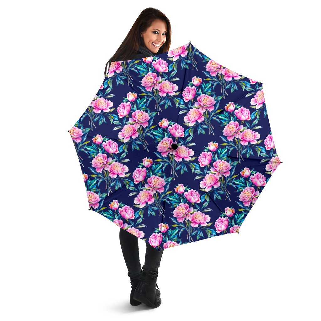 Pink Peony Floral Flower Pattern Print Foldable Umbrella