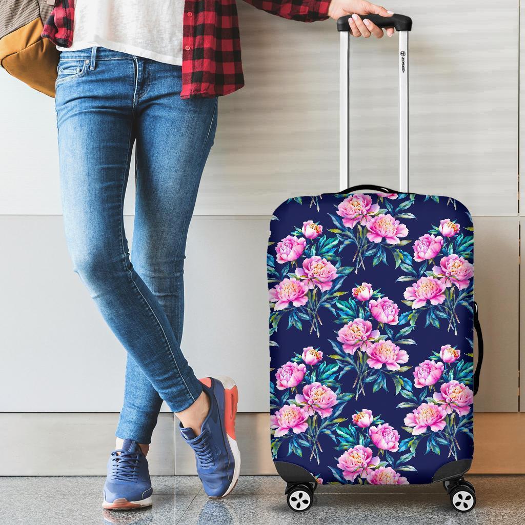 Pink Peony Floral Flower Pattern Print Luggage Cover