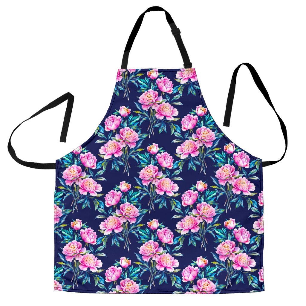 Pink Peony Floral Flower Pattern Print Men's Apron