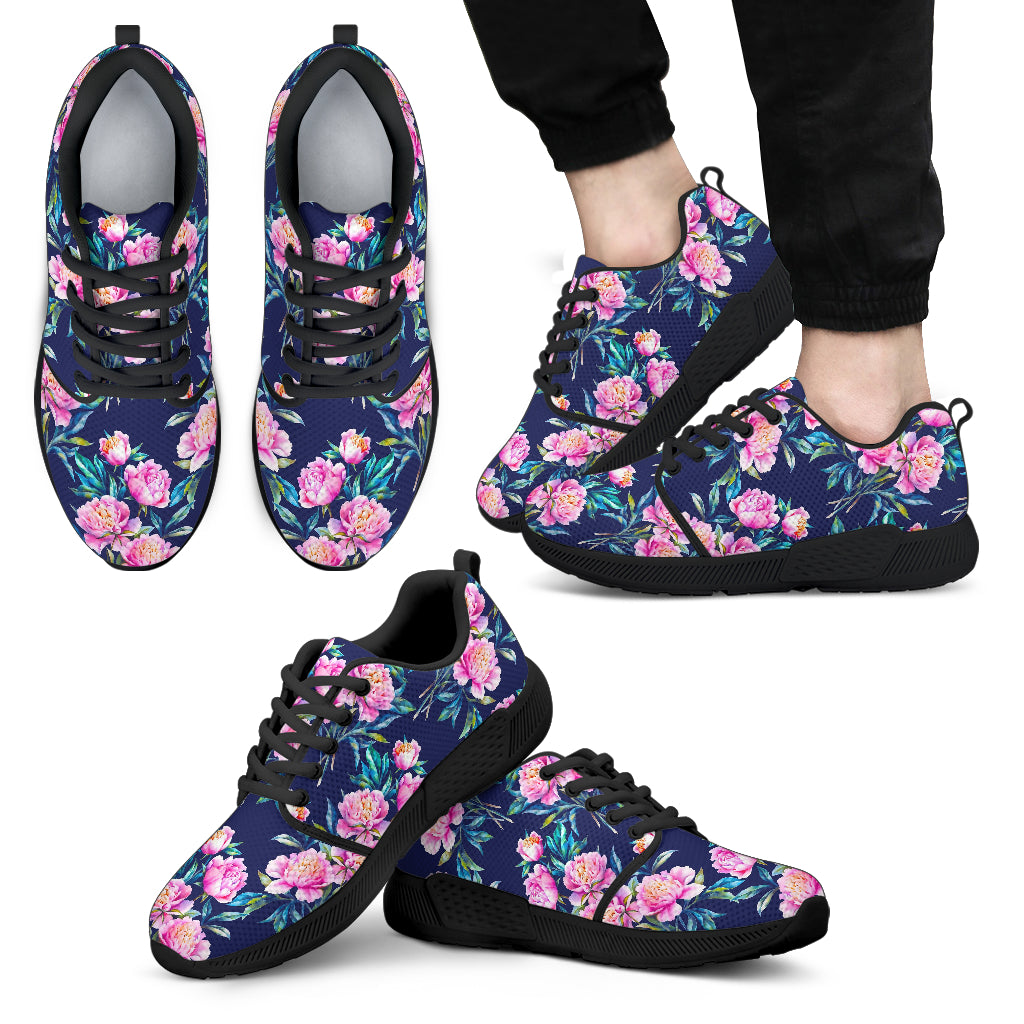 Pink Peony Floral Flower Pattern Print Men's Athletic Shoes