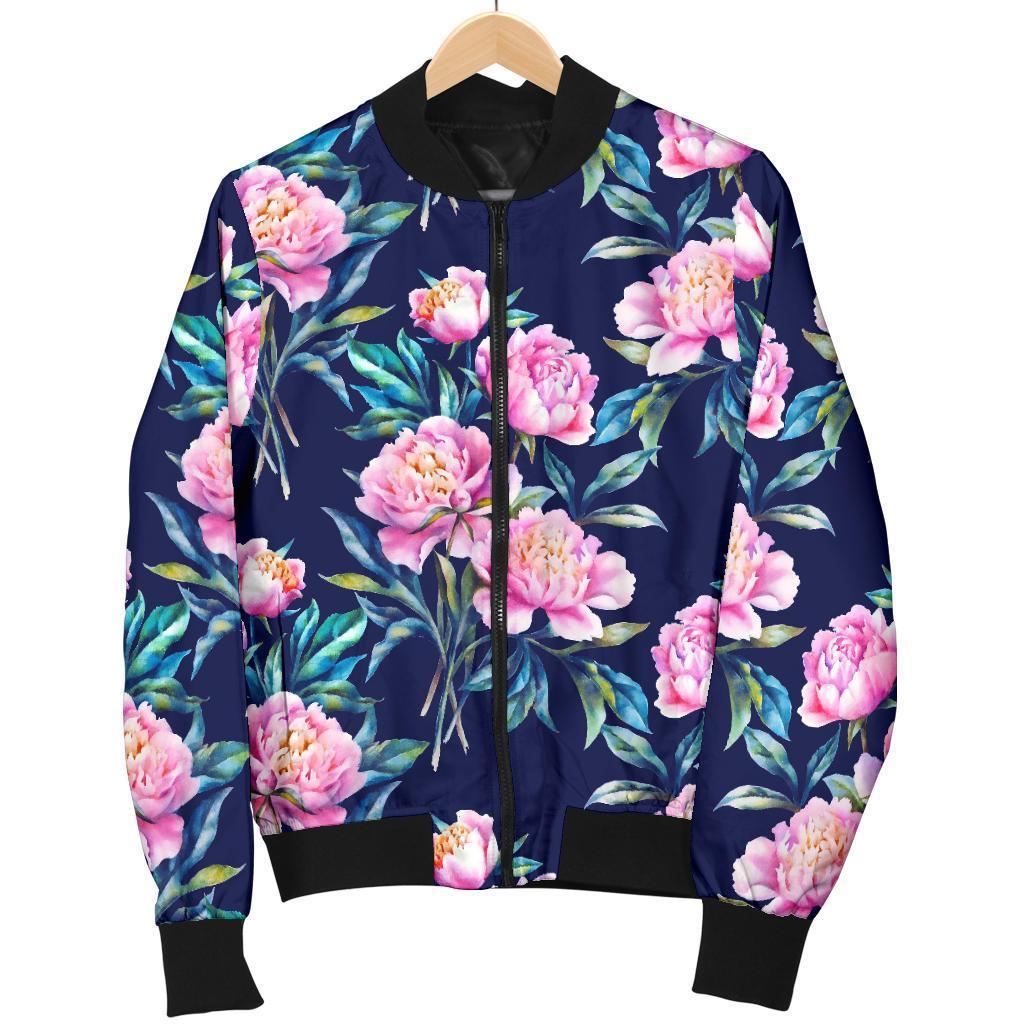 Pink Peony Floral Flower Pattern Print Men's Bomber Jacket