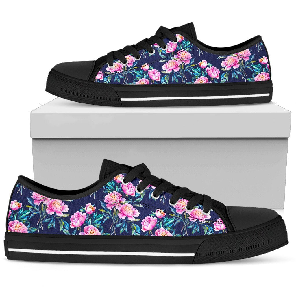 Pink Peony Floral Flower Pattern Print Men's Low Top Shoes