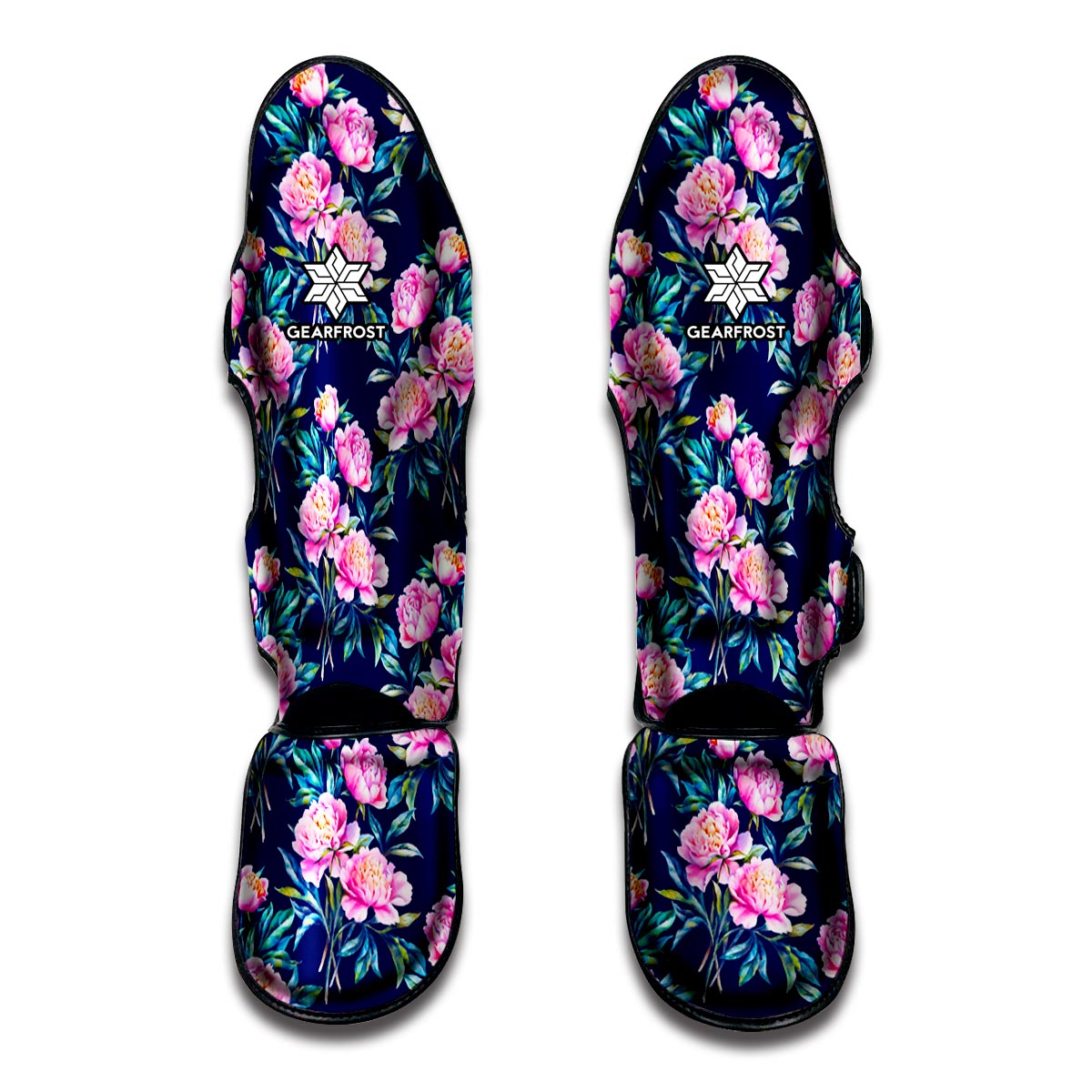 Pink Peony Floral Flower Pattern Print Muay Thai Shin Guards