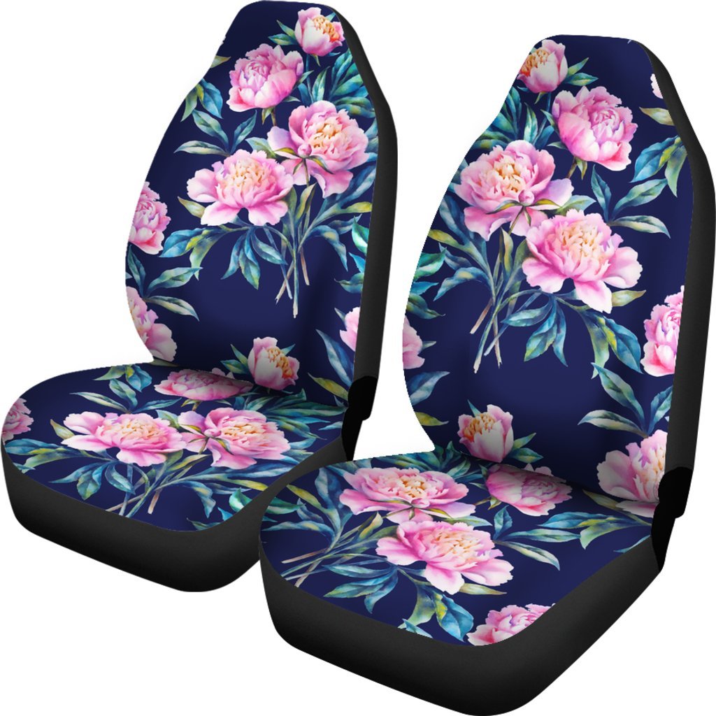 Pink Peony Floral Flower Pattern Print Universal Fit Car Seat Covers