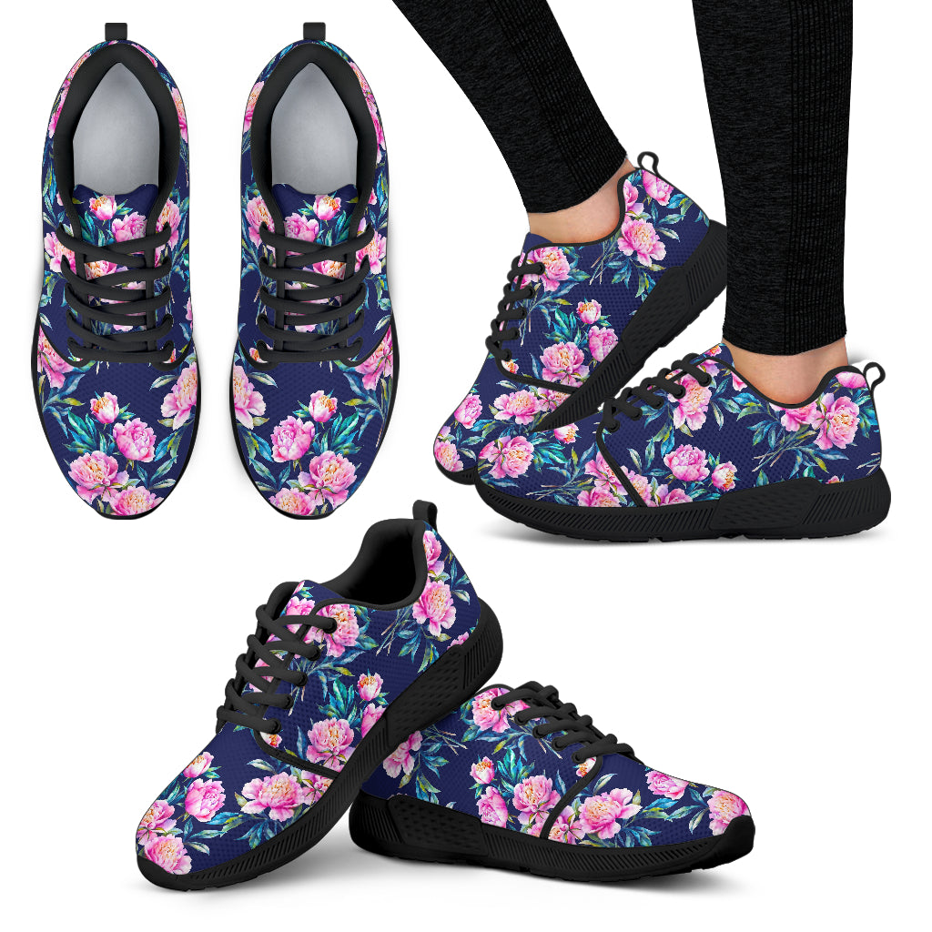 Pink Peony Floral Flower Pattern Print Women's Athletic Shoes