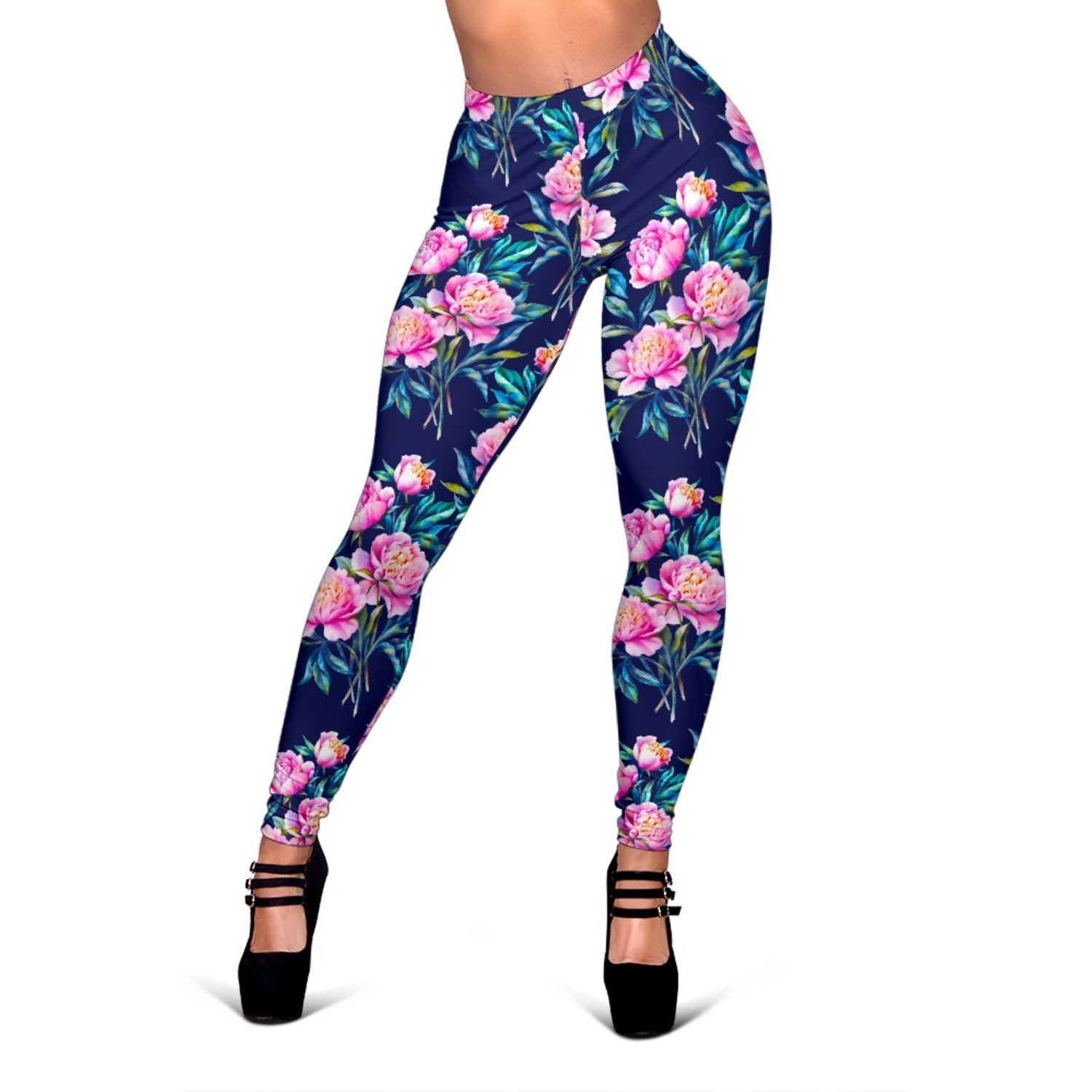 Pink Peony Floral Flower Pattern Print Women's Leggings