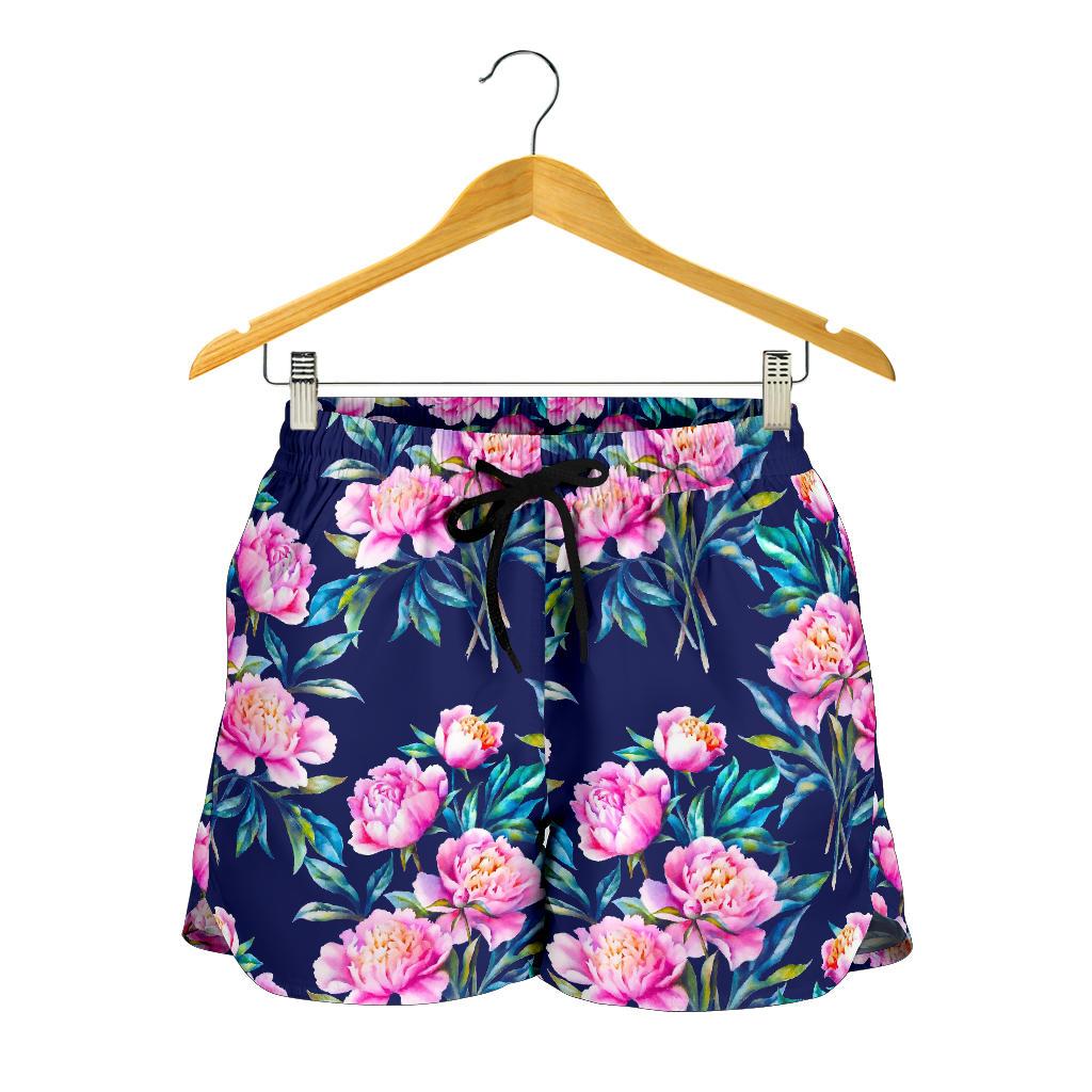 Pink Peony Floral Flower Pattern Print Women's Shorts