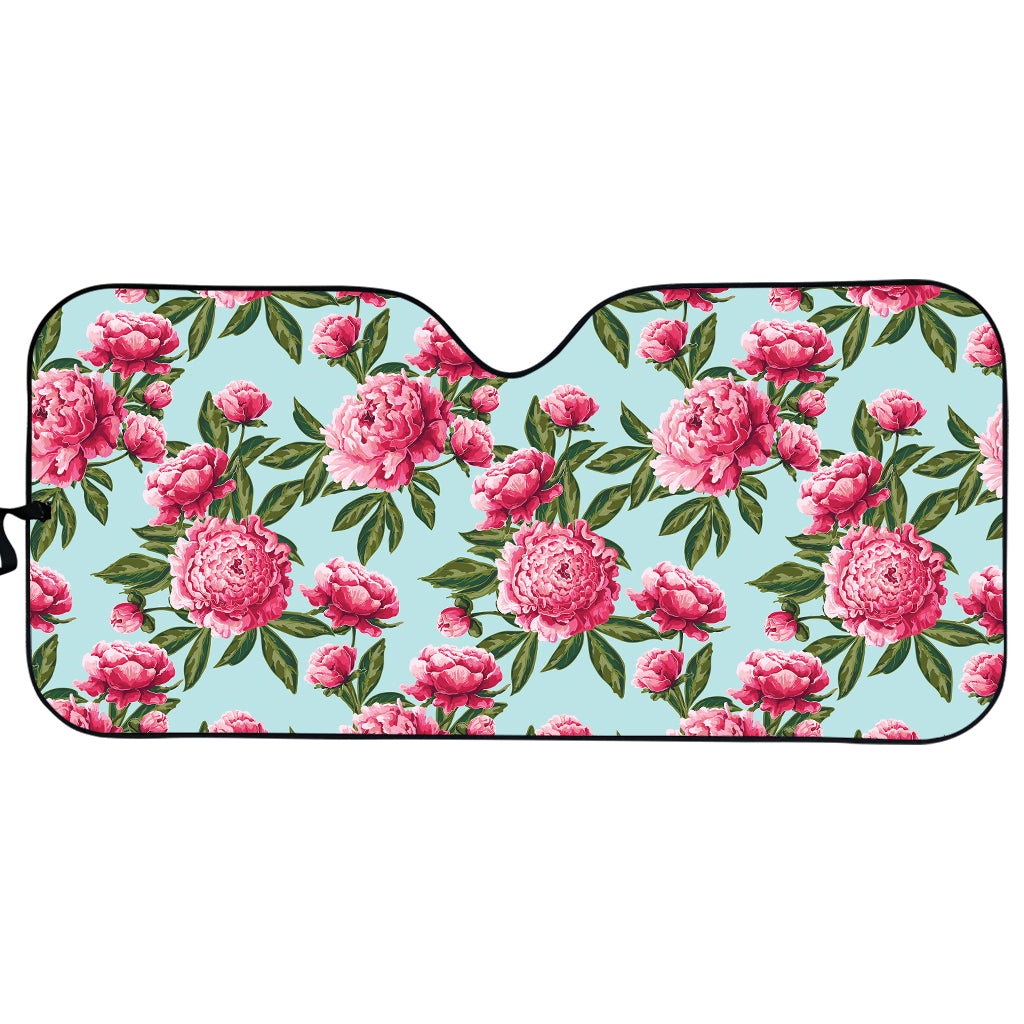 Pink Peony Pattern Print Car Sun Shade