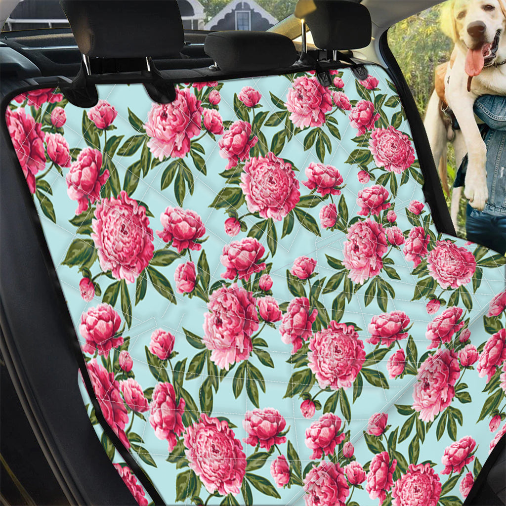 Pink Peony Pattern Print Pet Car Back Seat Cover