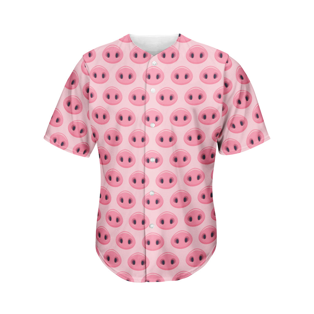 Pink Pig Nose Pattern Print Men's Baseball Jersey