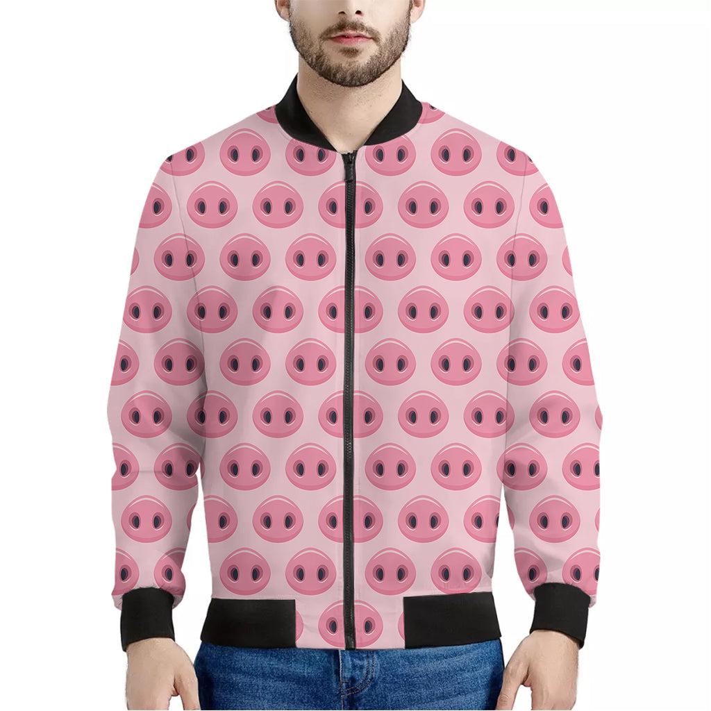 Pink Pig Nose Pattern Print Men's Bomber Jacket