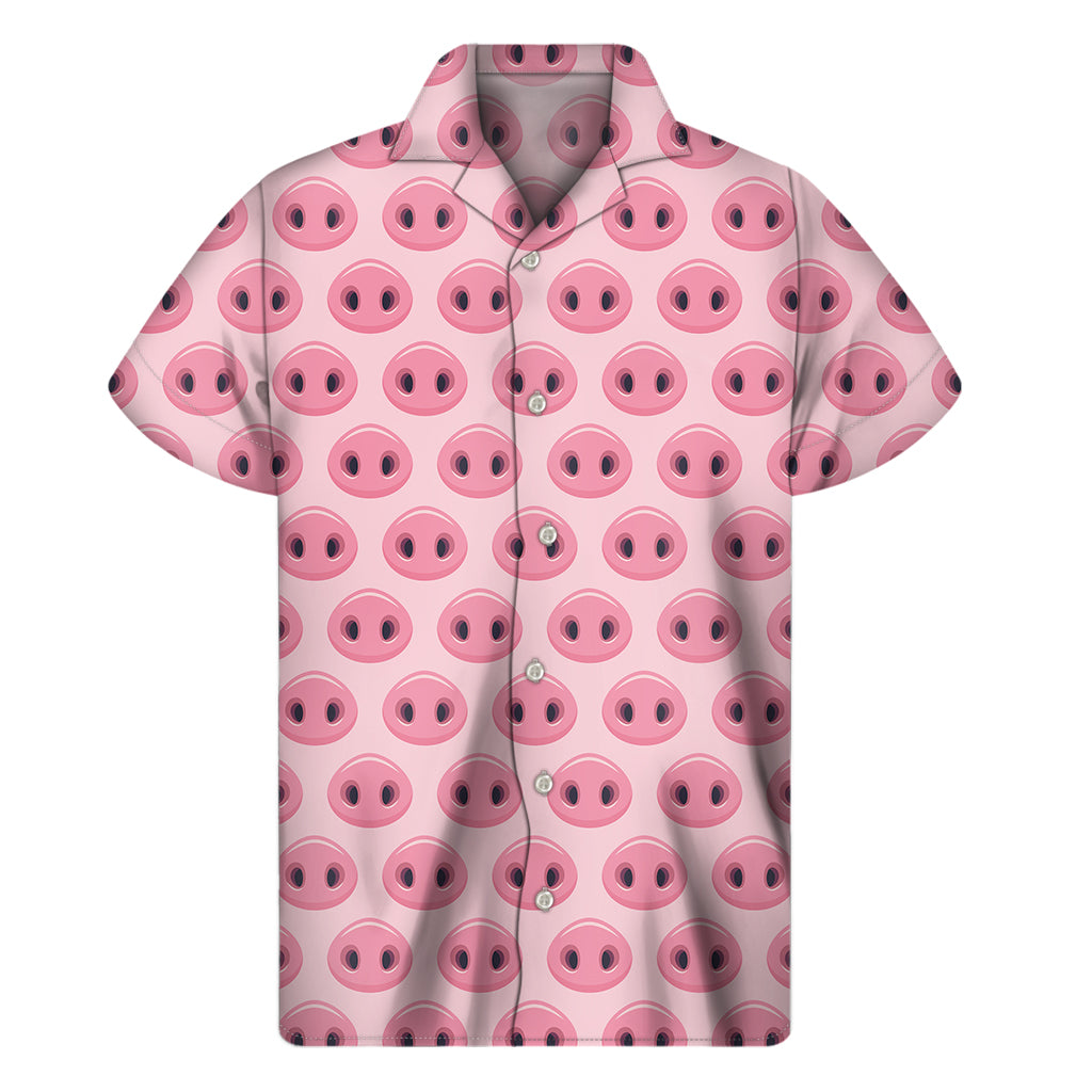 Pink Pig Nose Pattern Print Men's Short Sleeve Shirt