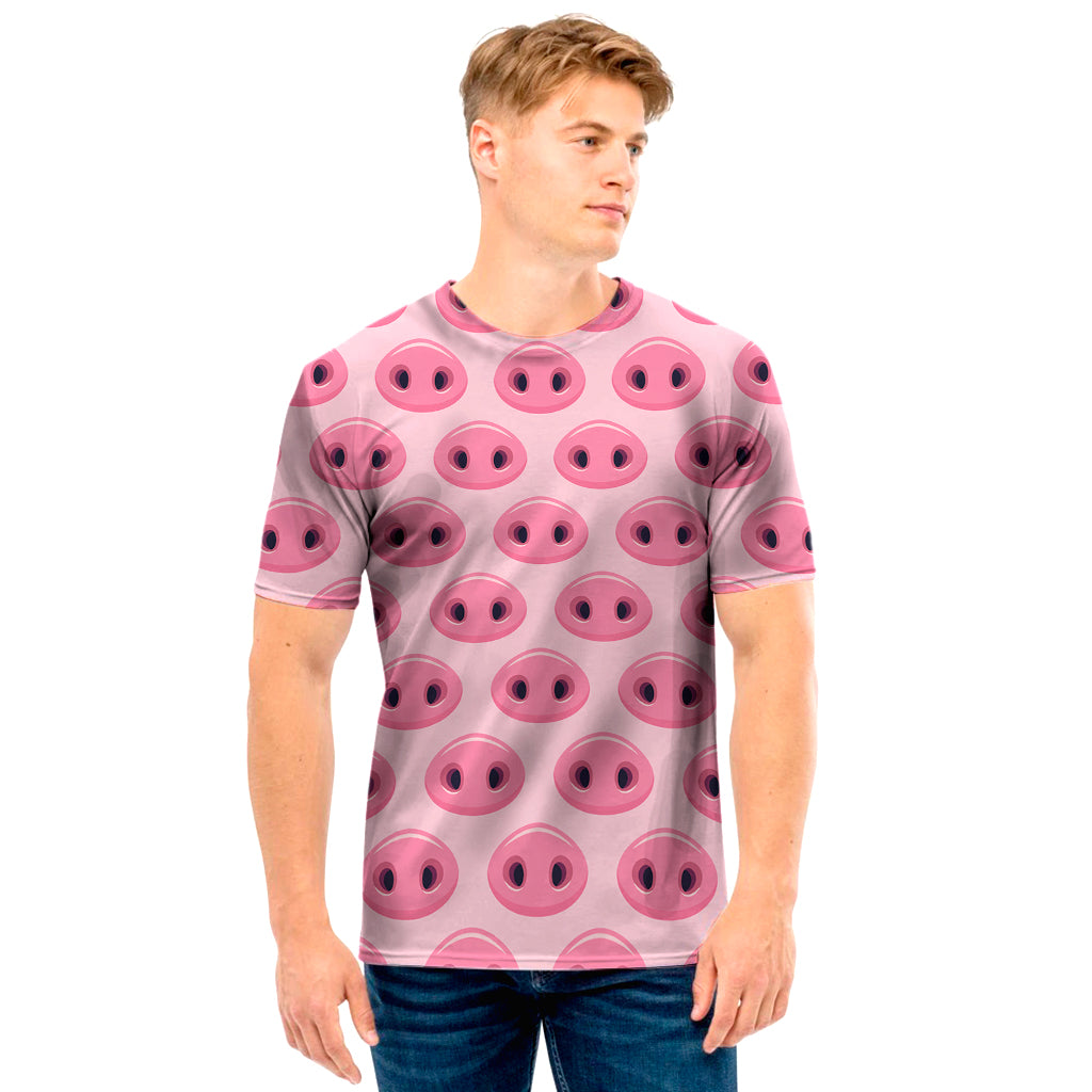 Pink Pig Nose Pattern Print Men's T-Shirt