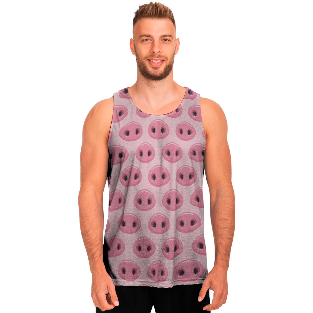 Pink Pig Nose Pattern Print Men's Tank Top