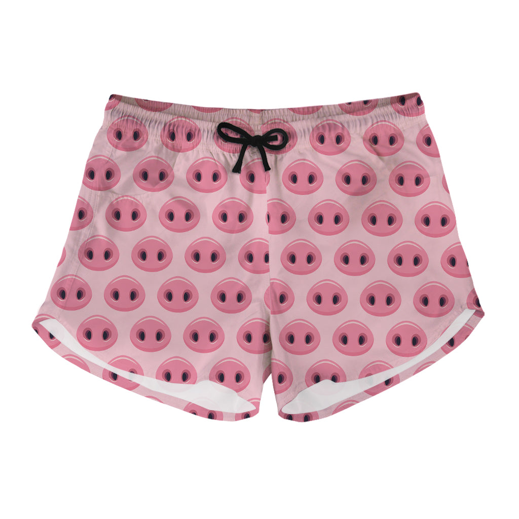 Pink Pig Nose Pattern Print Women's Shorts