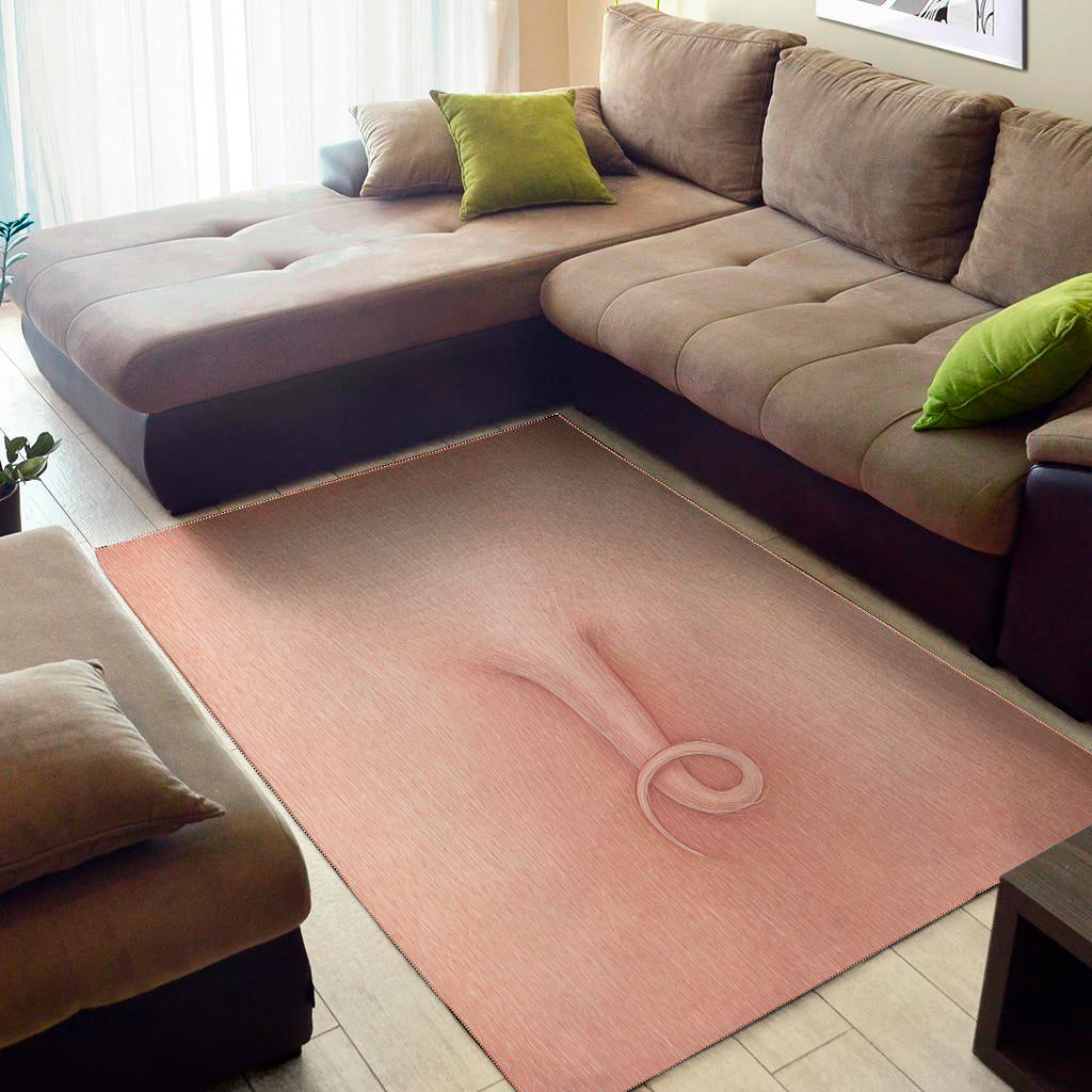 Pink Pig Tail Print Area Rug