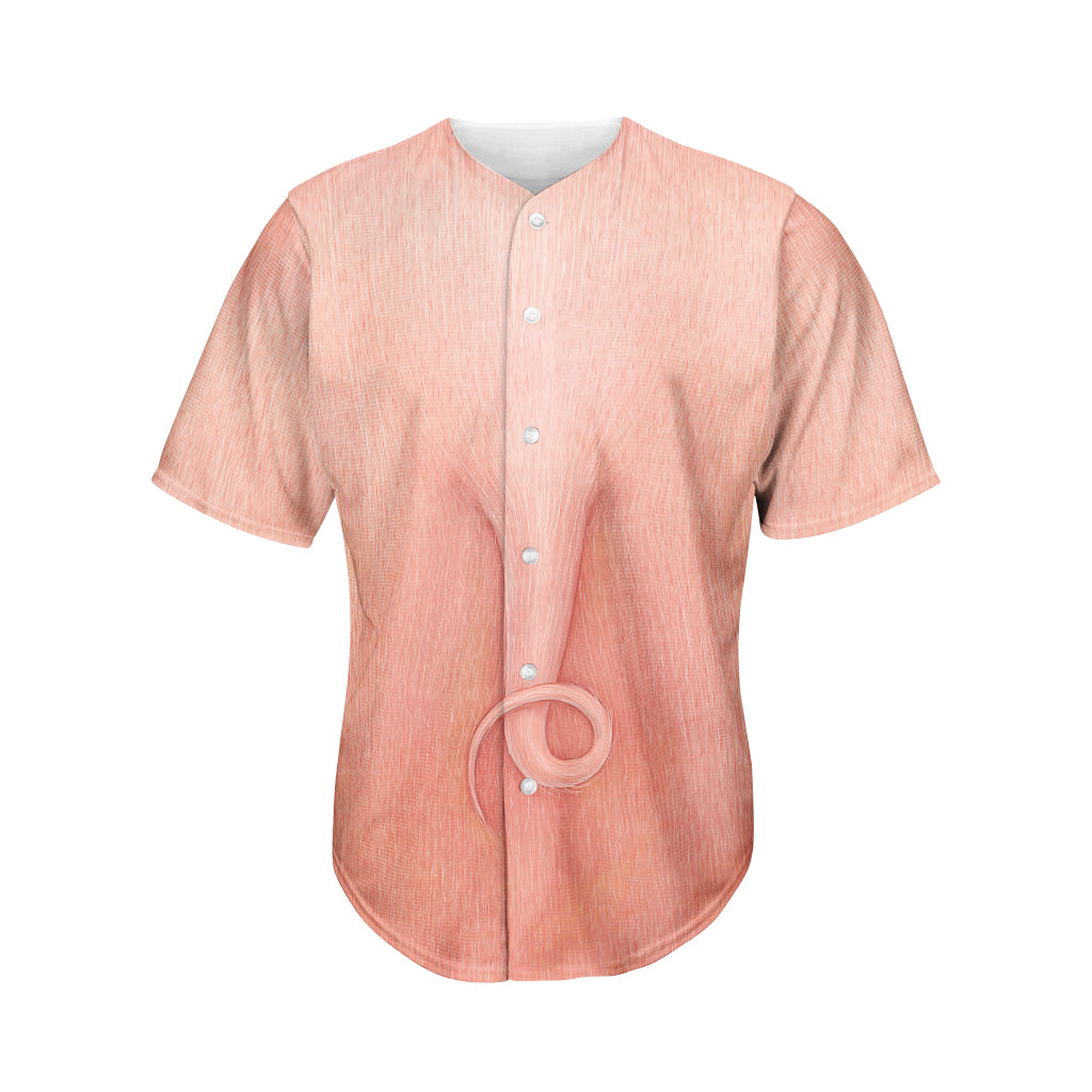 Pink Pig Tail Print Men's Baseball Jersey