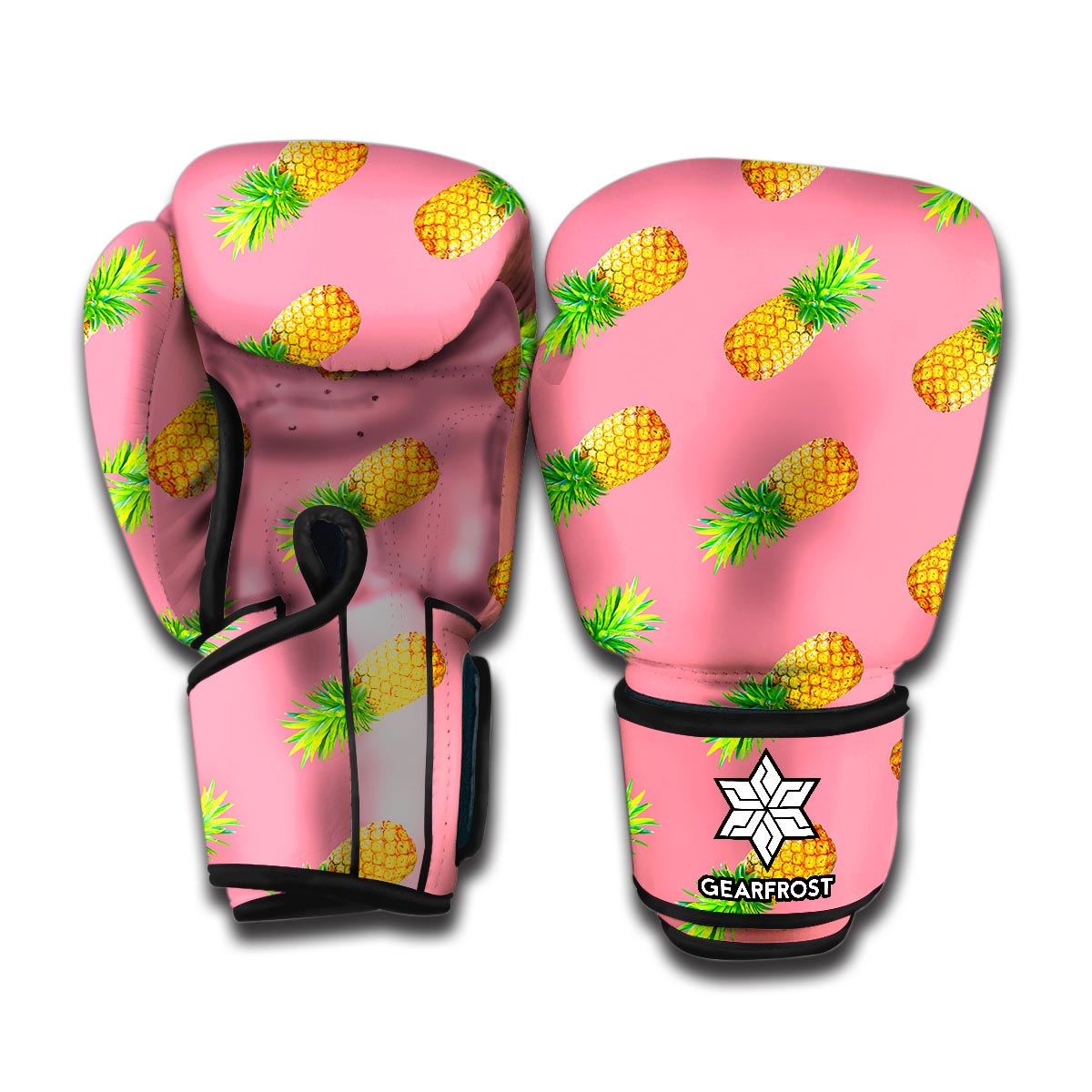 Pink Pineapple Pattern Print Boxing Gloves