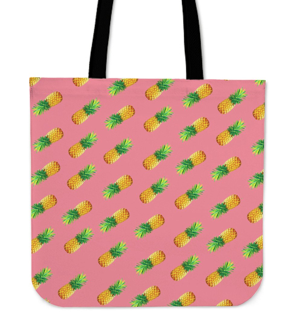 Pink Pineapple Pattern Print Canvas Tote Bag