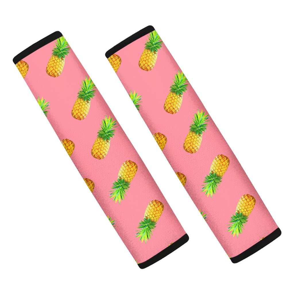 Pink Pineapple Pattern Print Car Seat Belt Covers