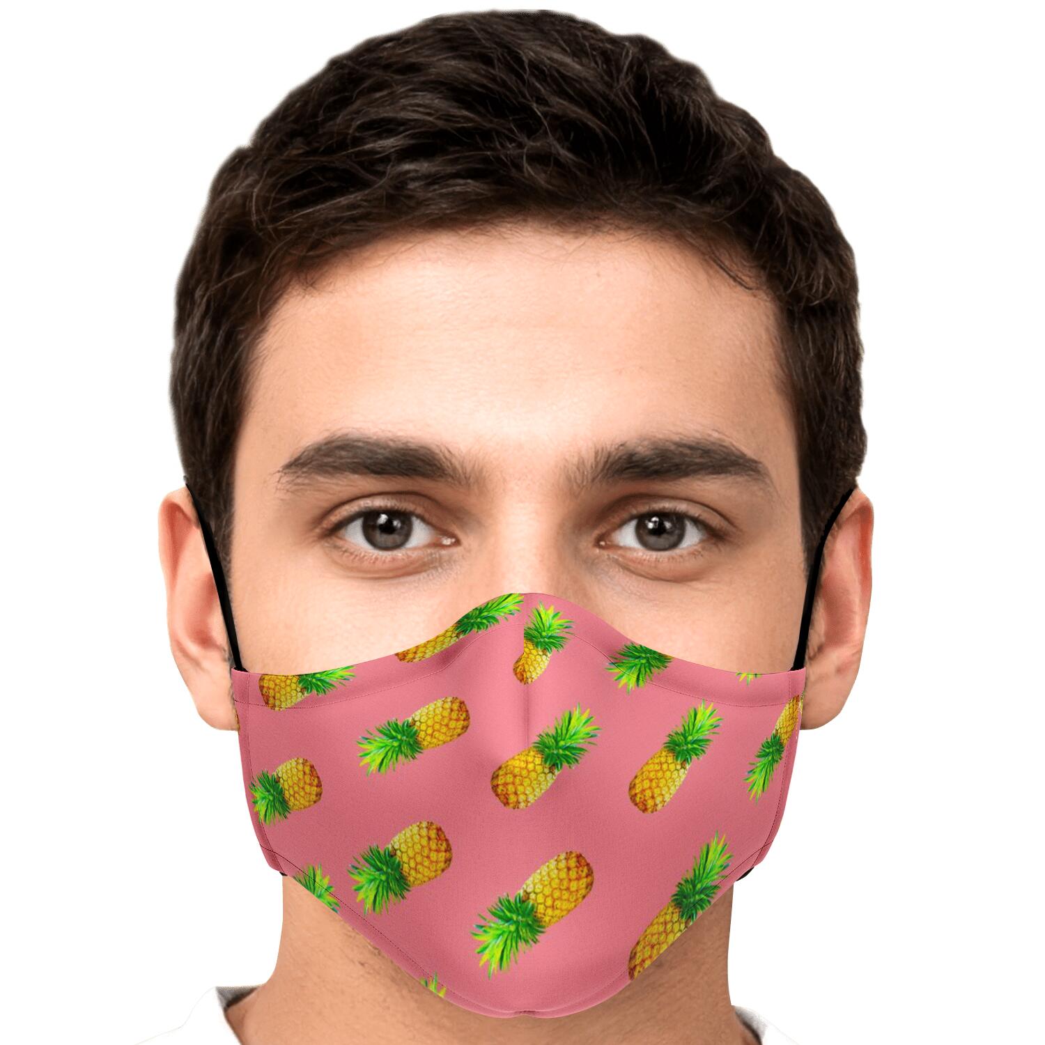 Pink Pineapple Pattern Print Face Mask