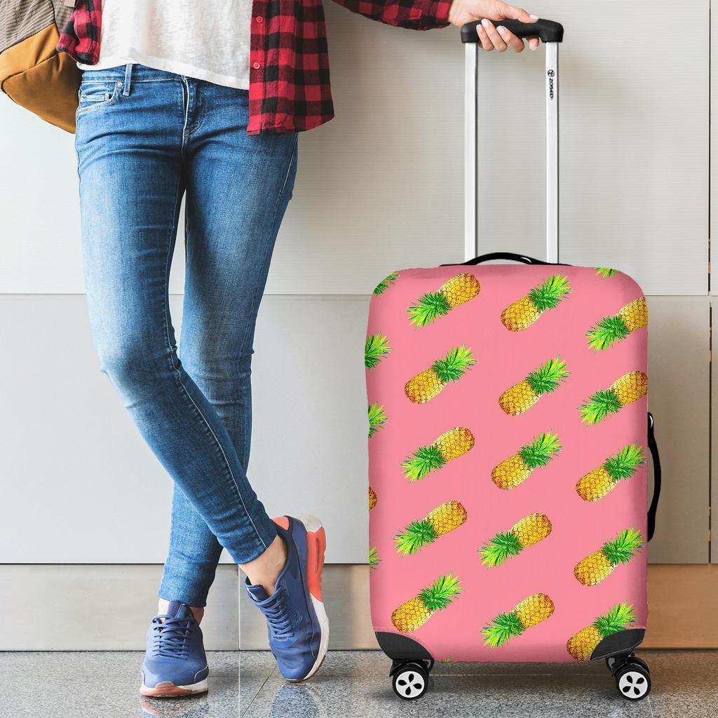 Pink Pineapple Pattern Print Luggage Cover