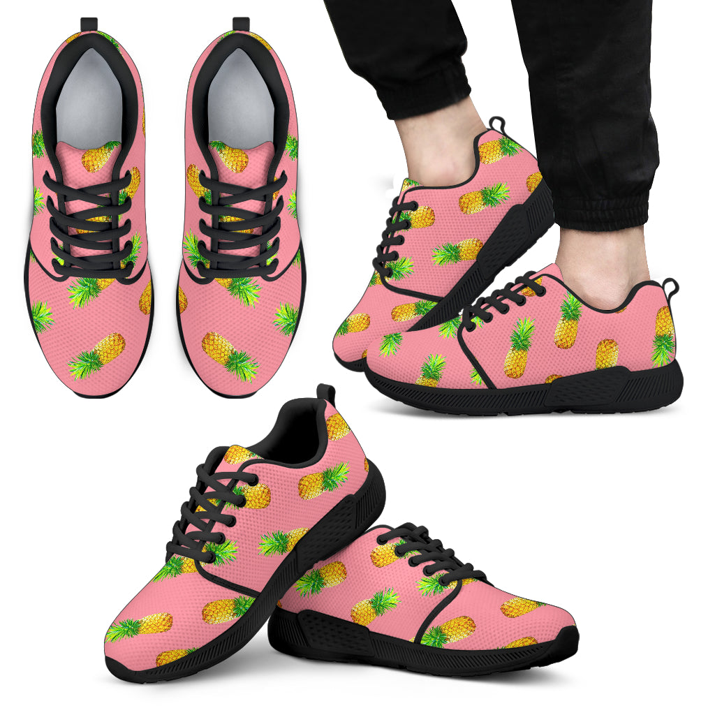 Pink Pineapple Pattern Print Men's Athletic Shoes