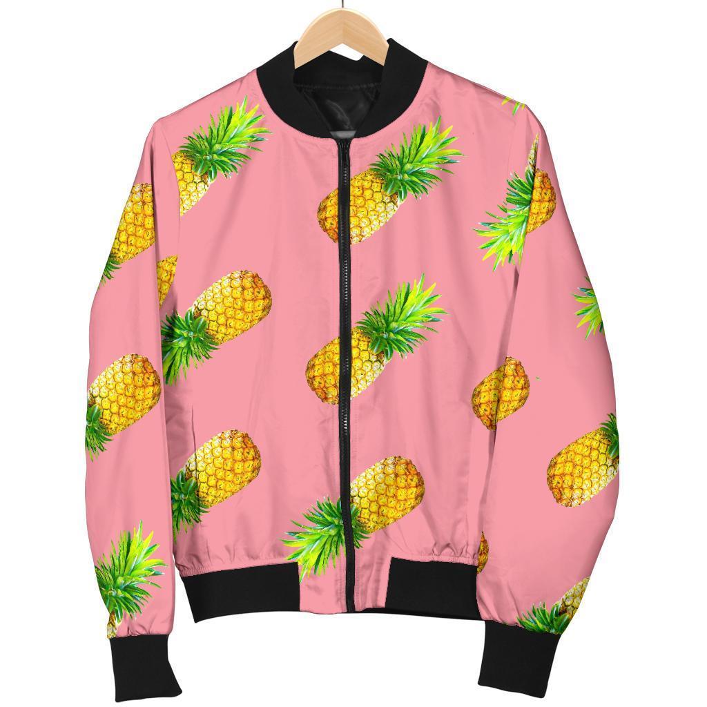 Pink Pineapple Pattern Print Men's Bomber Jacket