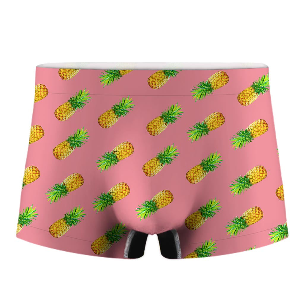 Pink Pineapple Pattern Print Men's Boxer Briefs