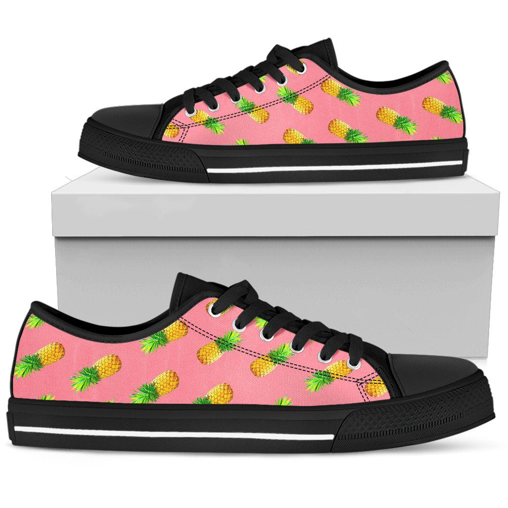 Pink Pineapple Pattern Print Men's Low Top Shoes