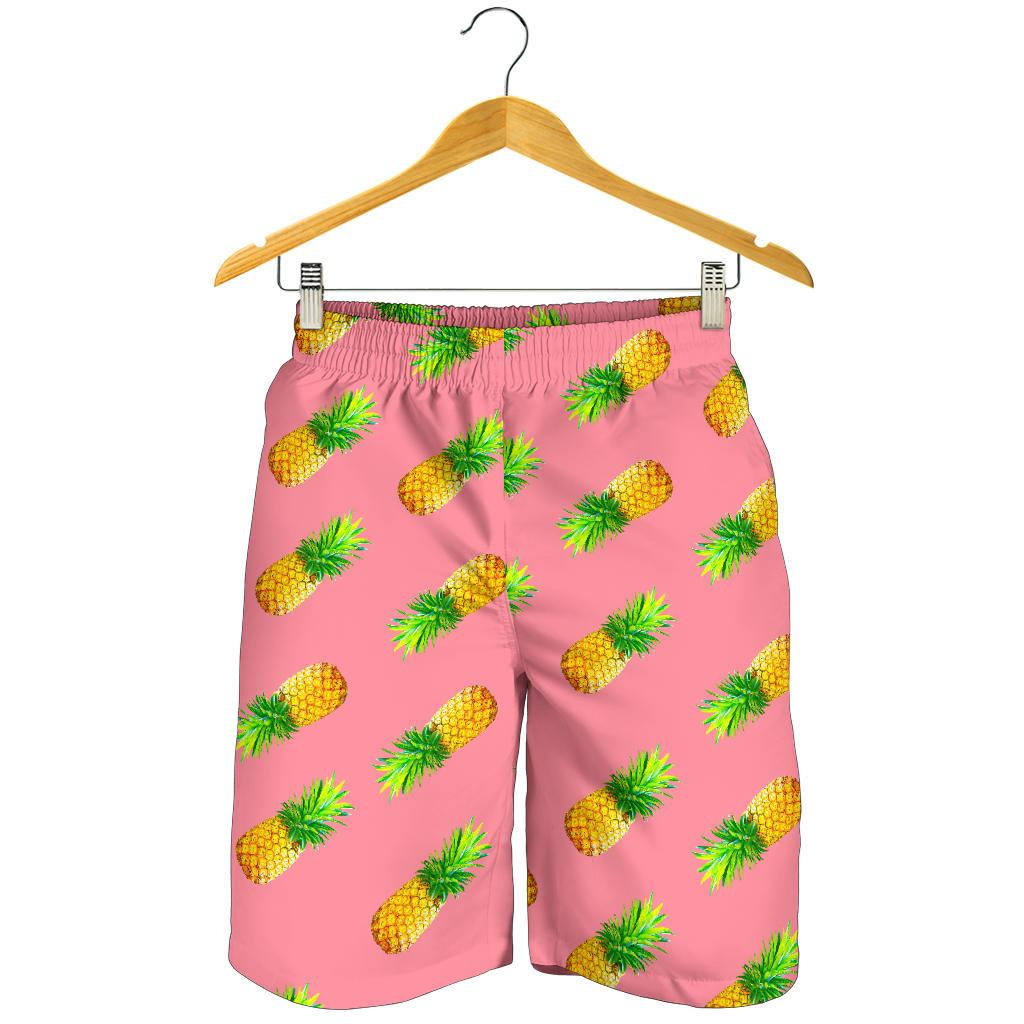 Pink Pineapple Pattern Print Men's Shorts