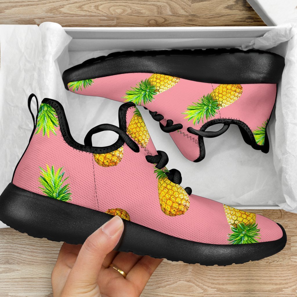 Pink Pineapple Pattern Print Mesh Knit Shoes