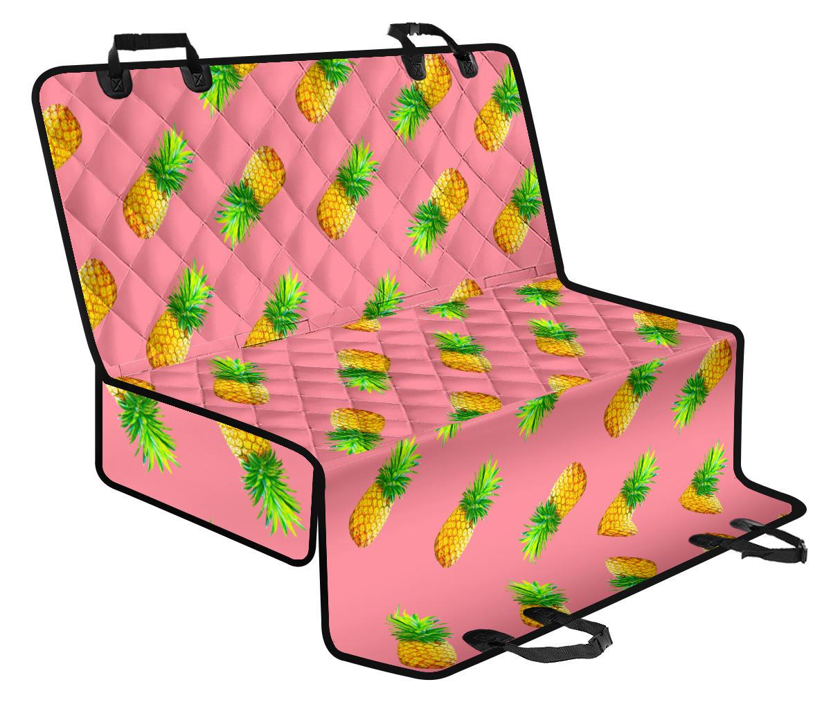 Pink Pineapple Pattern Print Pet Car Back Seat Cover