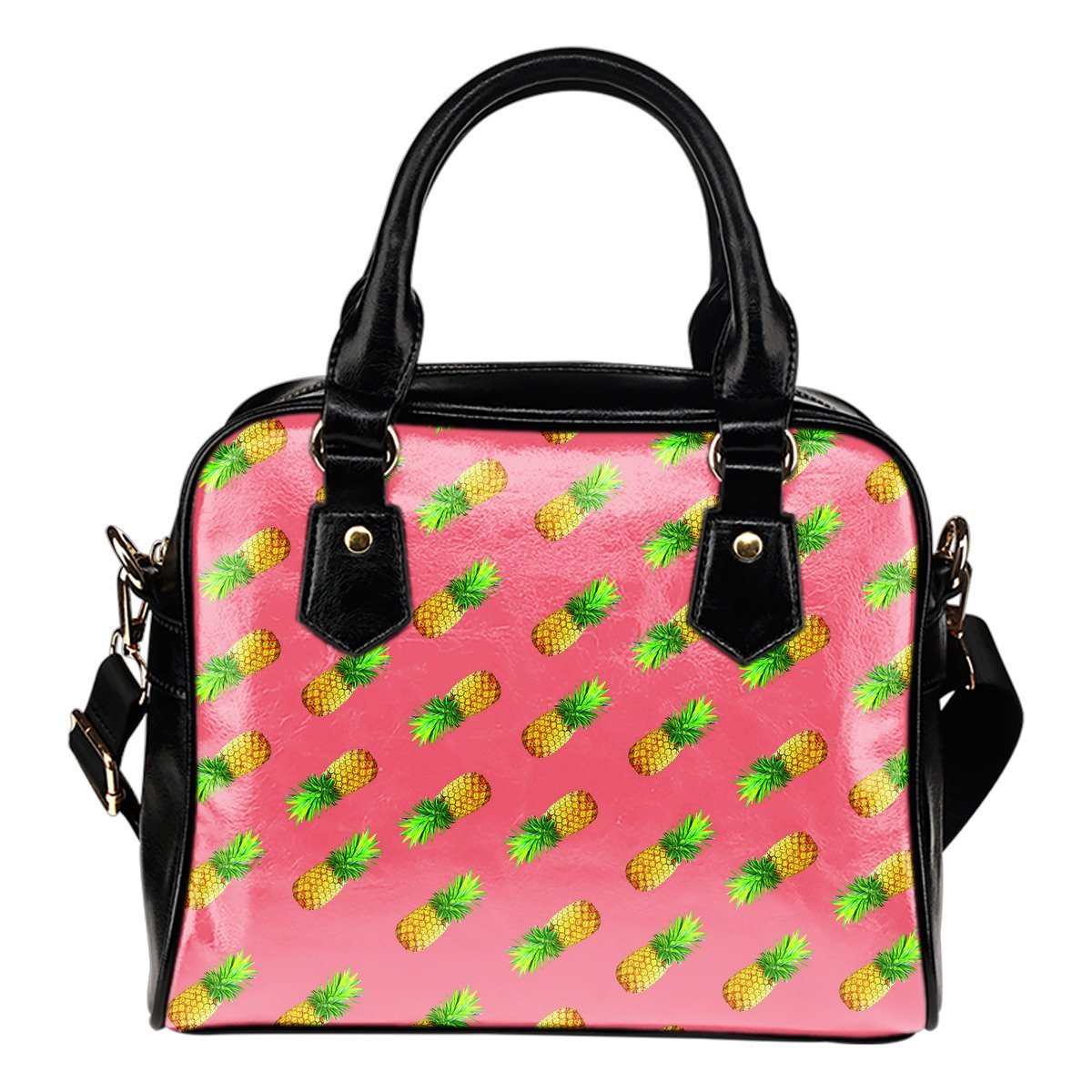 Pink Pineapple Pattern Print Shoulder Handbag