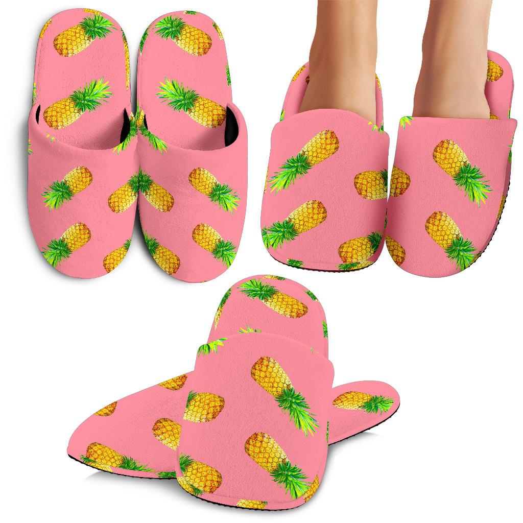 Pink Pineapple Pattern Print Slippers