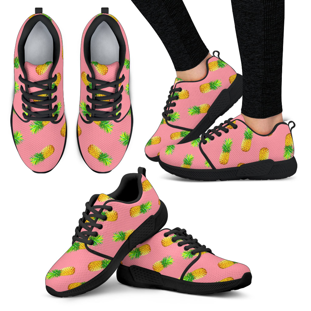 Pink Pineapple Pattern Print Women's Athletic Shoes